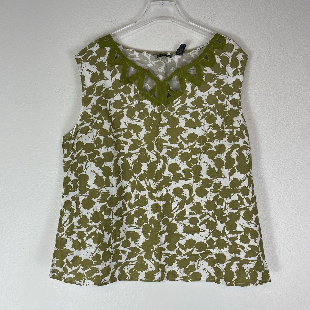 Sherry Taylor‎ Top Womens 2X Linen Blend Boho Coastal Beach Relaxed Lightweight
